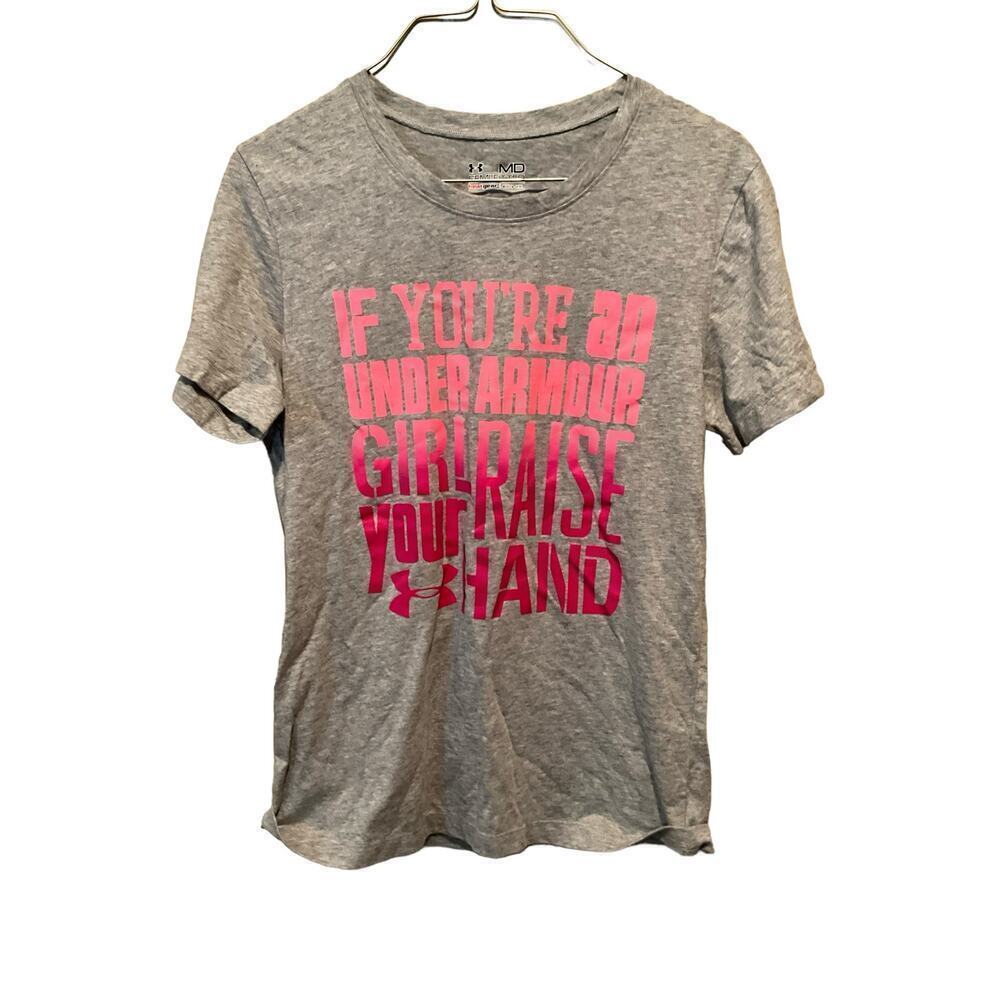 Under Armour Semi Fitted Top Women's Large Gray Short Sleeve Round Neck Pullover